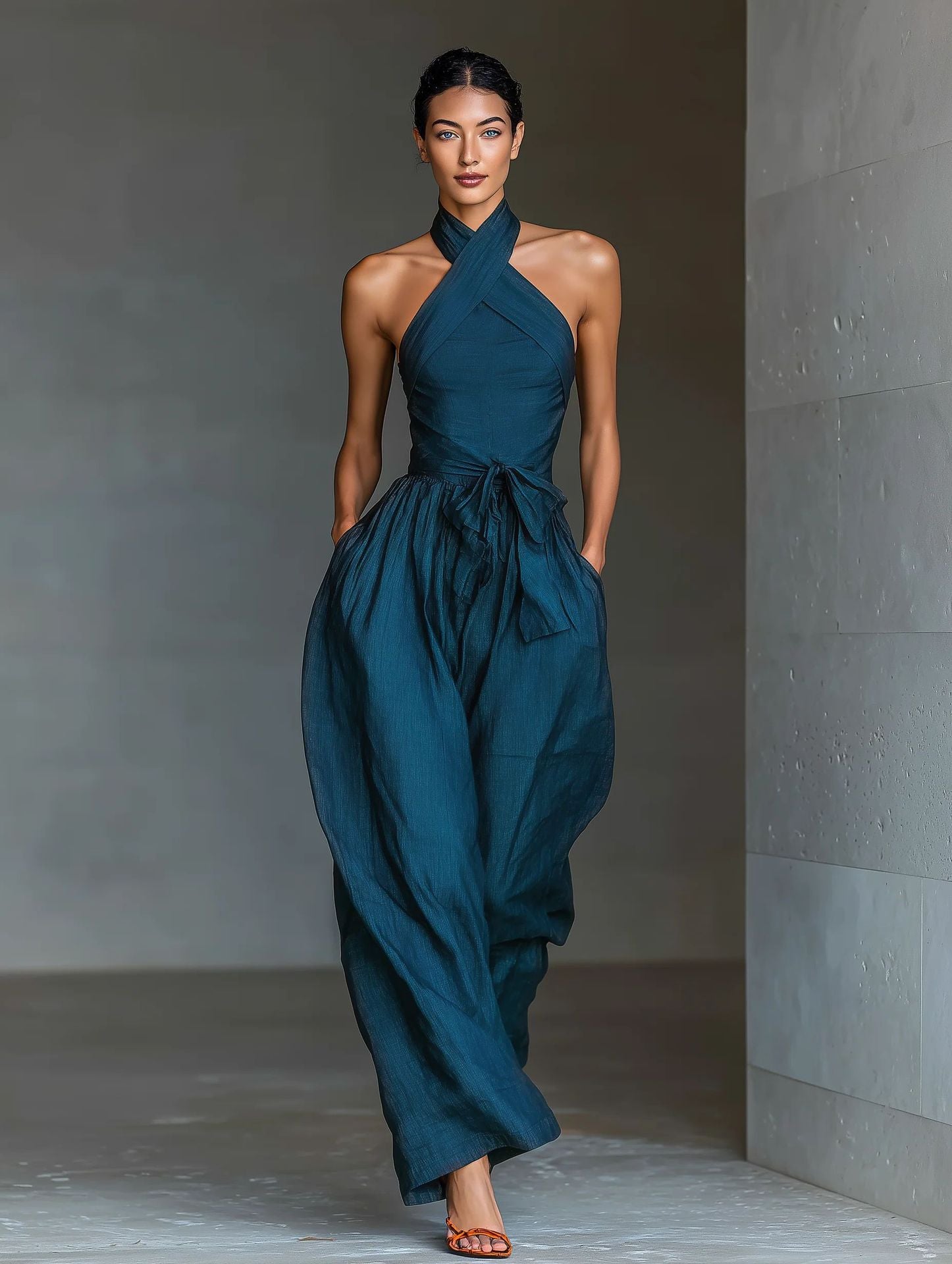 Halter Neck Wide Leg Jumpsuit
