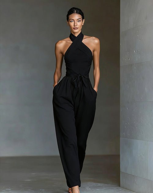 Halter Neck Wide Leg Jumpsuit