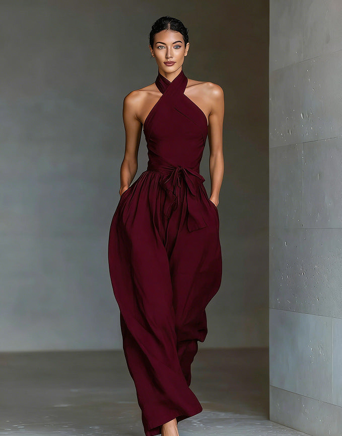 Halter Neck Wide Leg Jumpsuit
