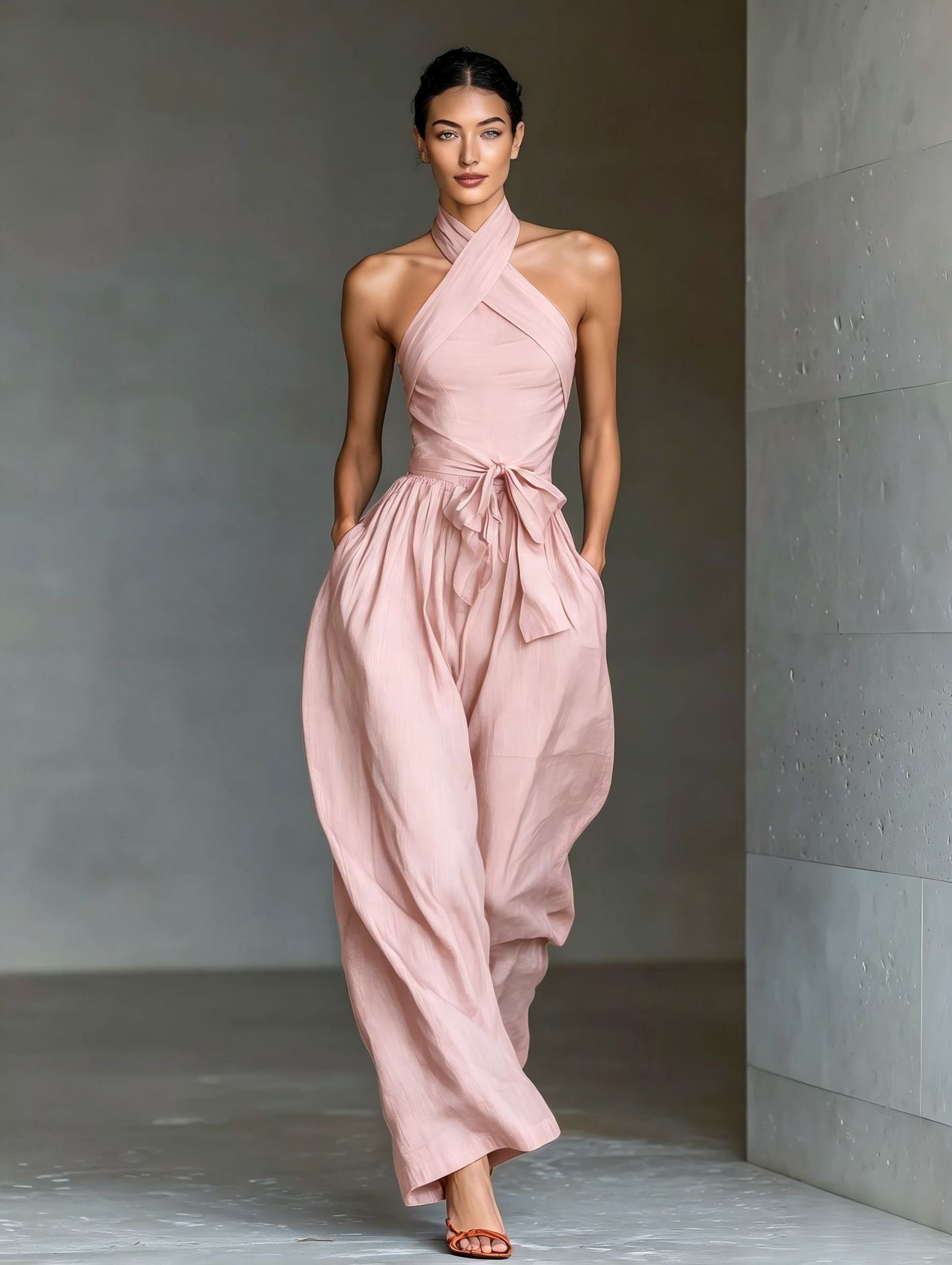 Halter Neck Wide Leg Jumpsuit